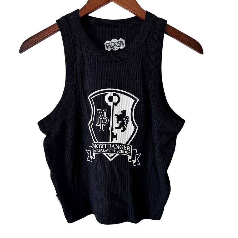 Beetlejuice Northanger Prep School Tank Top Ribbed‎ Graphic Black MD/M